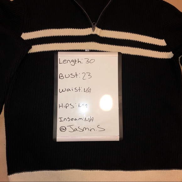Striped Polo Sweater Half Zip Logo on Sleeve - Picture 4 of 8